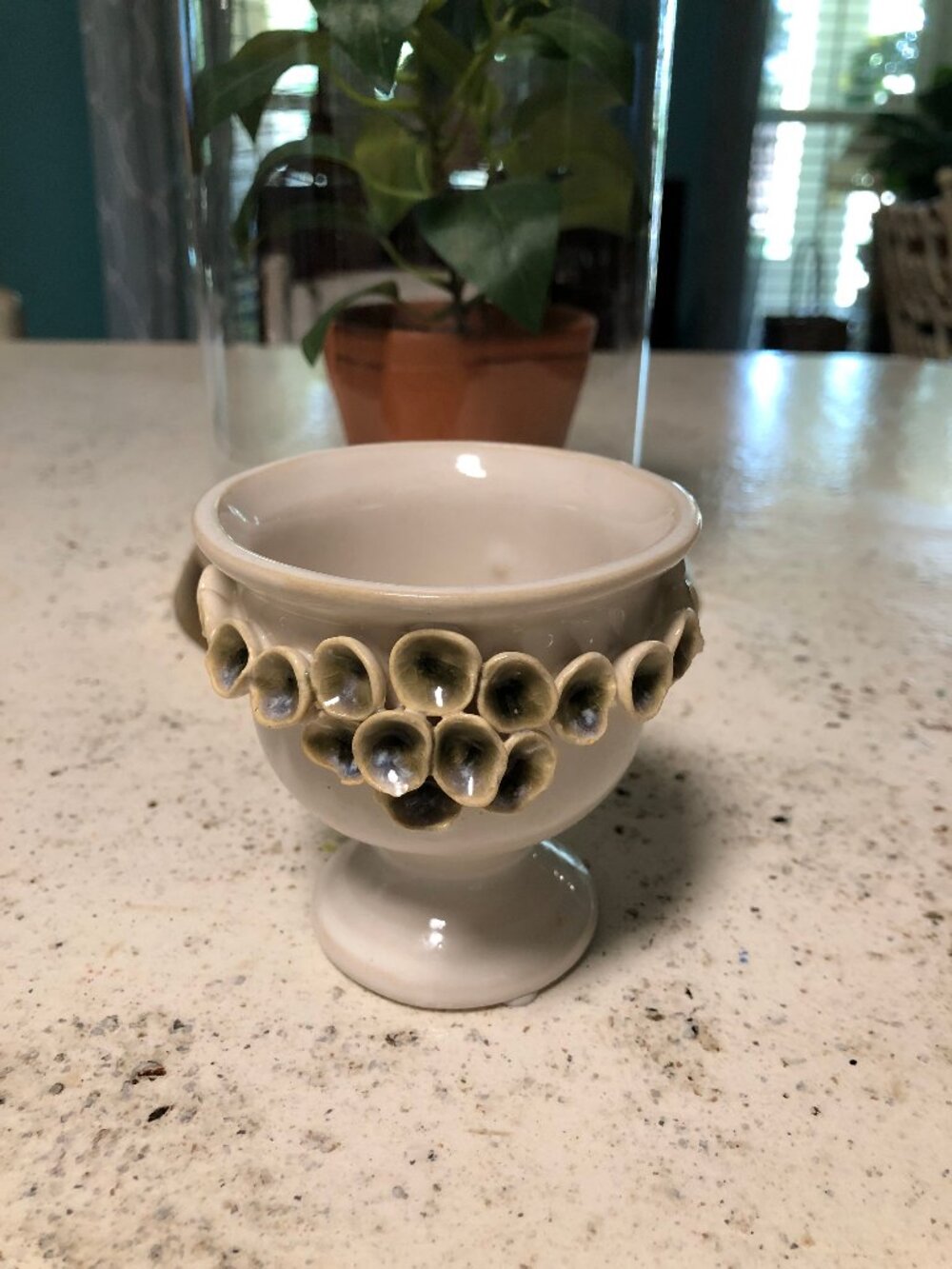 Creamy white ceramic footed egg cup/small bowl/tchotchke